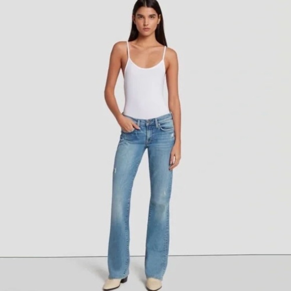 7 For All Mankind The Original Bootcut Light Wash Distressed Low Rise 27 Short - Picture 3 of 13